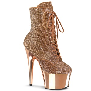 Rosa Oro strass botines pleaser con plataforma 18 cm ADORE-1020CHRS