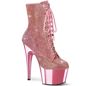 Rosa strass botines pleaser con plataforma 18 cm ADORE-1020CHRS