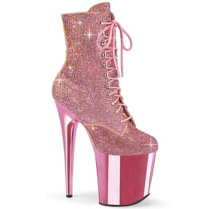 Rosa strass botines pleaser con plataforma 20 cm FLAMINGO-1020CHRS