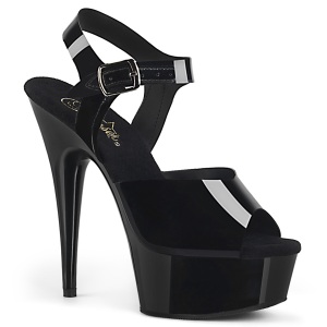 Tacones negros 15 cm DELIGHT material elstico tacn alto plataforma