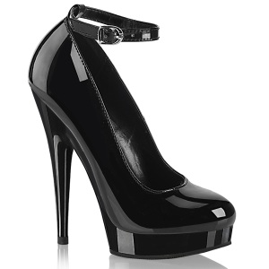 Tacones negros 15 cm SULTRY-686 Zapato de saln correa de tobillo