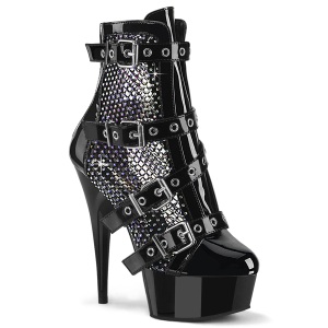 Tejido de malla y strass 15 cm DELIGHT-1013RM botines en negro