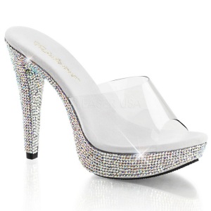 Transparente 13 cm COCKTAIL-501DM Mules Tacn Alto Piedras Strass