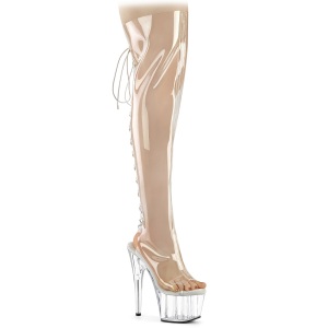 Transparente 18 cm ADORE-3019C botas por encima de la rodilla con cordones