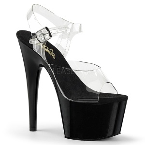 Transparente 18 cm ADORE-708 Negro Plataforma Tacones de Aguja