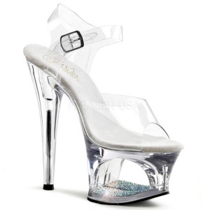 Transparente 18 cm Pleaser MOON-708DM Plataforma Tacones de Aguja