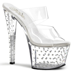 Transparente 18 cm STARDUST-702 Mules Tacn Alto Piedras Strass