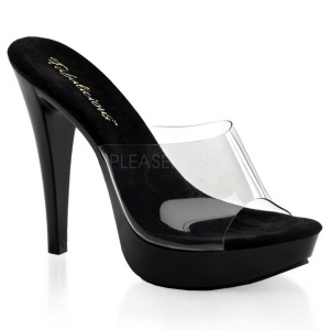 Transparente Negro 14 cm COCKTAIL-501 Plataforma Mules