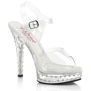 Transparentes sandalias con plataforma strass 13,5 cm Fabulicious MAJESTY-508SDT