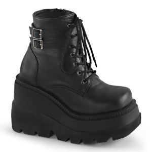 Vegano 11,5 cm SHAKER-52 botines cua alta plataforma negro