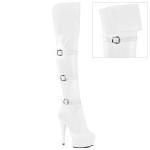 Vegano 15 cm DELIGHT-3018 botas altas tacn aguja con hebilla blanco