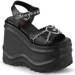 Vegano 15 cm DemoniaCult WAVE-09 lolita zapatos sandalias con cua alta plataforma