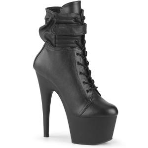 Vegano 18 cm ADORE botines plataforma con cordones en negro