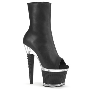 Vegano 18 cm SPECTATOR-1012 botines de plataforma y punta abierta negro