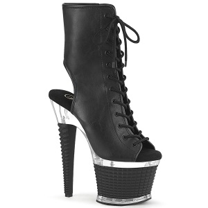 Vegano 18 cm SPECTATOR-1016 botines de plataforma y punta abierta negro