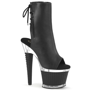 Vegano 18 cm SPECTATOR-1018 botines de plataforma y punta abierta negro