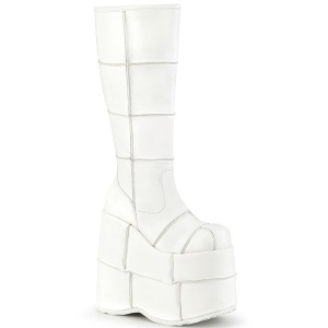 Vegano 18 cm extremo plataforma botas hasta la rodilla hombre blanco