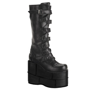 Vegano 18 cm extremo plataforma botas hasta la rodilla hombre negro