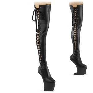 Vegano 20 cm CRAZE-3050 Heelless botas overknee plataforma  pony negro