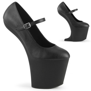 Vegano 20 cm CRAZE-880 Heelless plataforma zapato saln pony negro