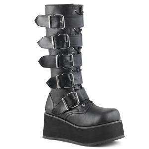 Vegano 8,5 cm TTRASH518 cyberpunk plataforma botas hasta la rodilla hombre negro