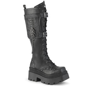 Vegano 8,5 cm WRATH-205 plataforma botas hasta la rodilla mujer con cordones