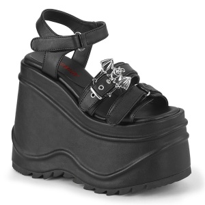 Vegano Negros 15 cm DemoniaCult WAVE-13 lolita zapatos sandalias con cua alta plataforma