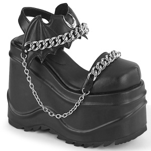 Vegano Negros 15 cm DemoniaCult WAVE-20 lolita zapatos sandalias con cua alta plataforma