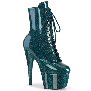 Verde glitter 18 cm plataforma botines tacn alto mujer