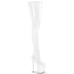 Vinilo crotch 20 cm FLAMINGO-4000 Blanco botas altas del muslo tacn altos