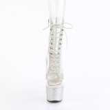 1021C-2 - 18 cm botines de tacn altos pleaser strass transparentes