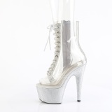 1021C-2 - 18 cm botines de tacn altos pleaser strass transparentes