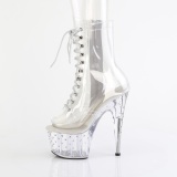 1021C-7 - 18 cm botines de tacn altos pleaser strass transparentes