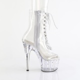 1021C-7 - 18 cm botines de tacn altos pleaser strass transparentes