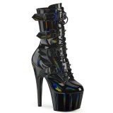 1046 - 18 cm botines de tacn altos pleaser holograma negro