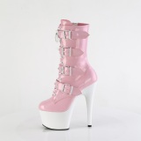 1046TT - 18 cm plataforma botines tacn alto charol rosa