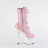 1046TT - 18 cm plataforma botines tacn alto charol rosa