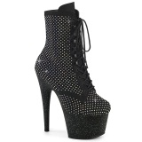 ADORE-1020RM 18 cm botines de tacn altos pleaser strass negro