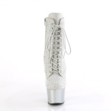 ADORE-1020RM 18 cm botines de tacn altos pleaser strass plata