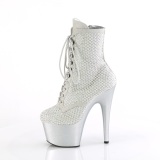 ADORE-1020RM 18 cm botines de tacn altos pleaser strass plata