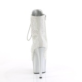 ADORE-1020RM 18 cm botines de tacn altos pleaser strass plata