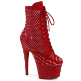 ADORE-1020RM 18 cm botines de tacn altos pleaser strass rojo