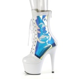 ADORE-1047 - 18 cm plataforma botines tacn alto charol blanco