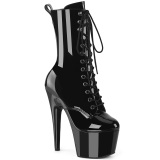 ADORE-1049WR - 18 cm plataforma botines tacn alto charol negro