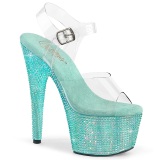 Azul 18 cm BEJEWELED-708RRS Zapatos altos pole dance strass plataforma