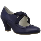 Azul 6,5 cm WIGGLE-32 retro vintage zapatos de saln maryjane tacn ancho