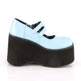 Azul Vegano 11,5 cm DemoniaCult KERA-08 zapatos de saln mary jane plataforma