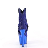 Azul strass botines western cowboy plataforma 18 cm ADORE-1029CHRS