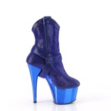 Azul strass botines western cowboy plataforma 18 cm ADORE-1029CHRS