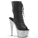 BEJ-1016-7 - 18 cm botines de tacn altos pleaser strass negro